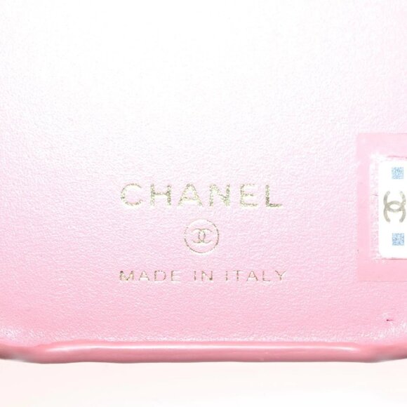 CHANEL Matelasse Chain iPhone Case Lamb Skin Pink CC Auth PP819 - Picture 4 of 15